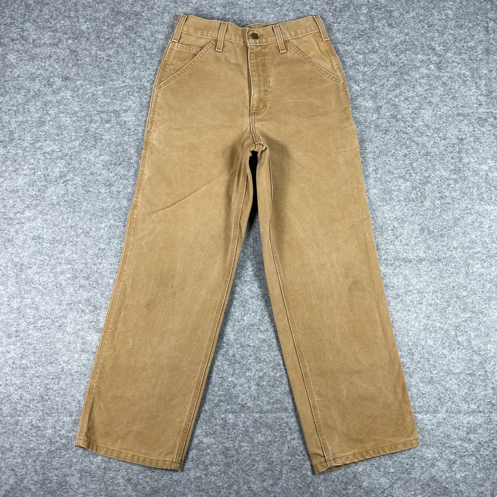 Carhartt Carpenter Pants Boys 14 (Fits 25x26) Brown Dungaree Fit Duck Canvas
